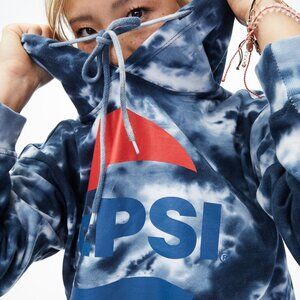 ]Pepsi Tie Dye Cropped Pullover Hoodie